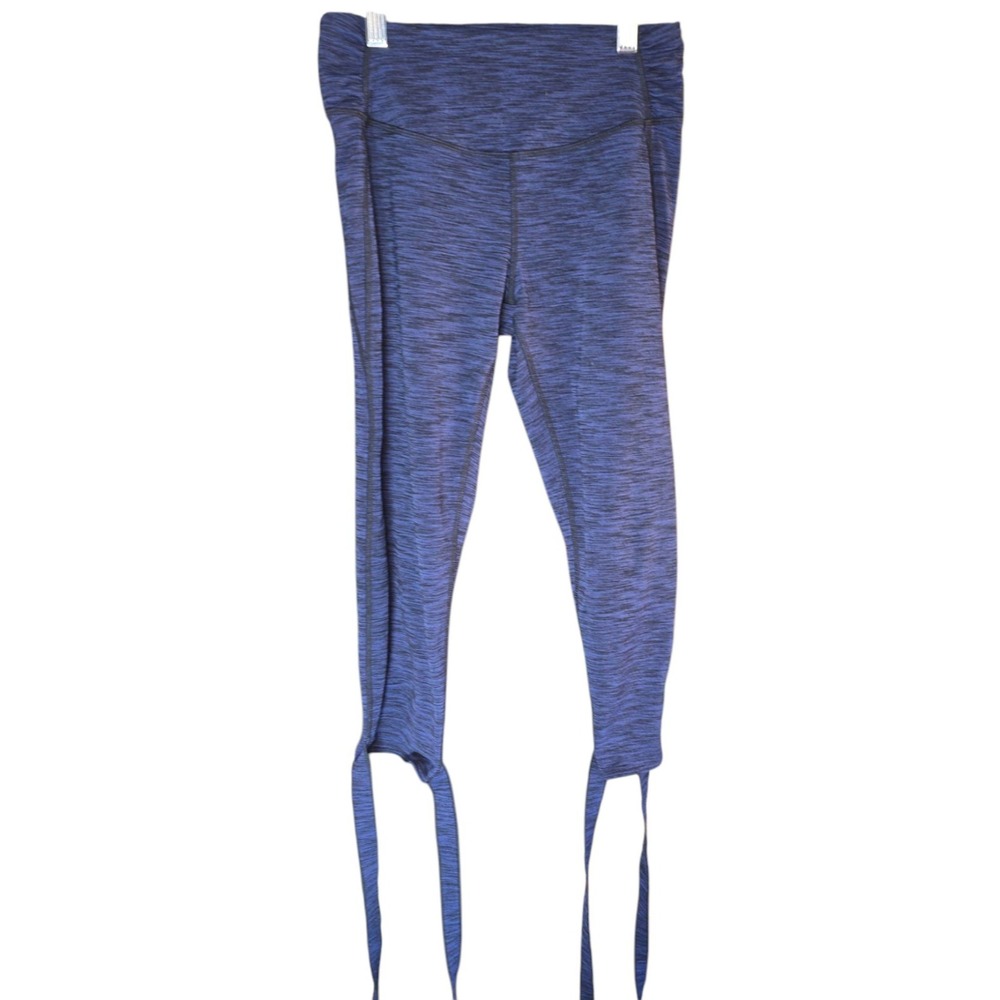 Manduka Womens S Flux Yoga Legging Capri Navy Blue Hem Ties Contour‎ Waist Dance